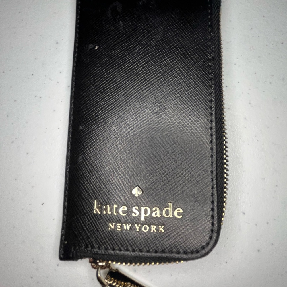 Kate Spade Black Card Holder with Gold Zipper